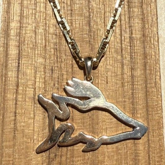 14ky Hog Fish Outline Pendant