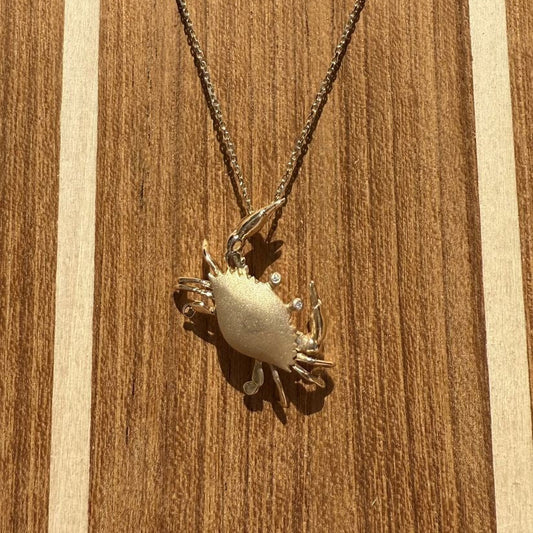 14ky Blue Crab Charm Diamond Eyes