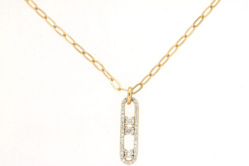 14ky Diamond Paperclip Necklace .20ctw