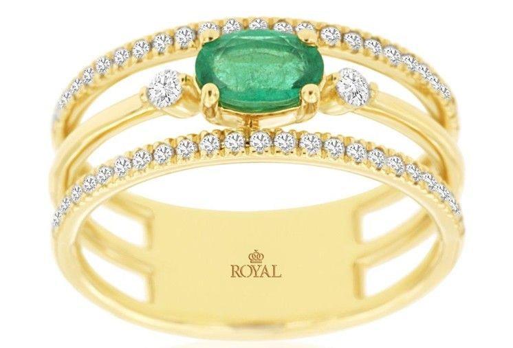 14ky Oval Emerald and Diamond Ring