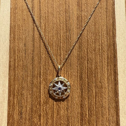 14kyw Diamond Sapphire Compass