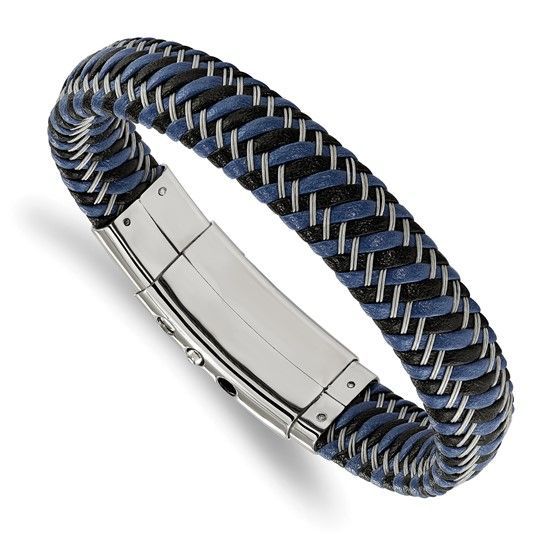 Steel Black and Blue Leather