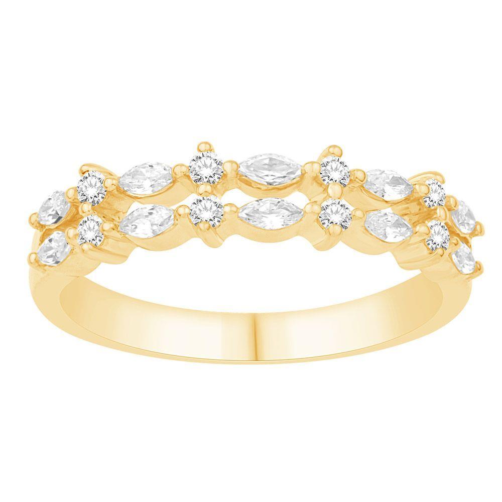 14kyg Two Row Fancy Diamond Band