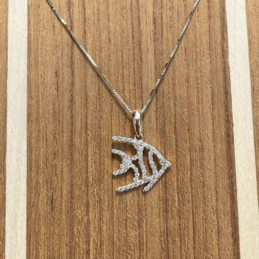 14ky Diamond Angel Fish Pendant