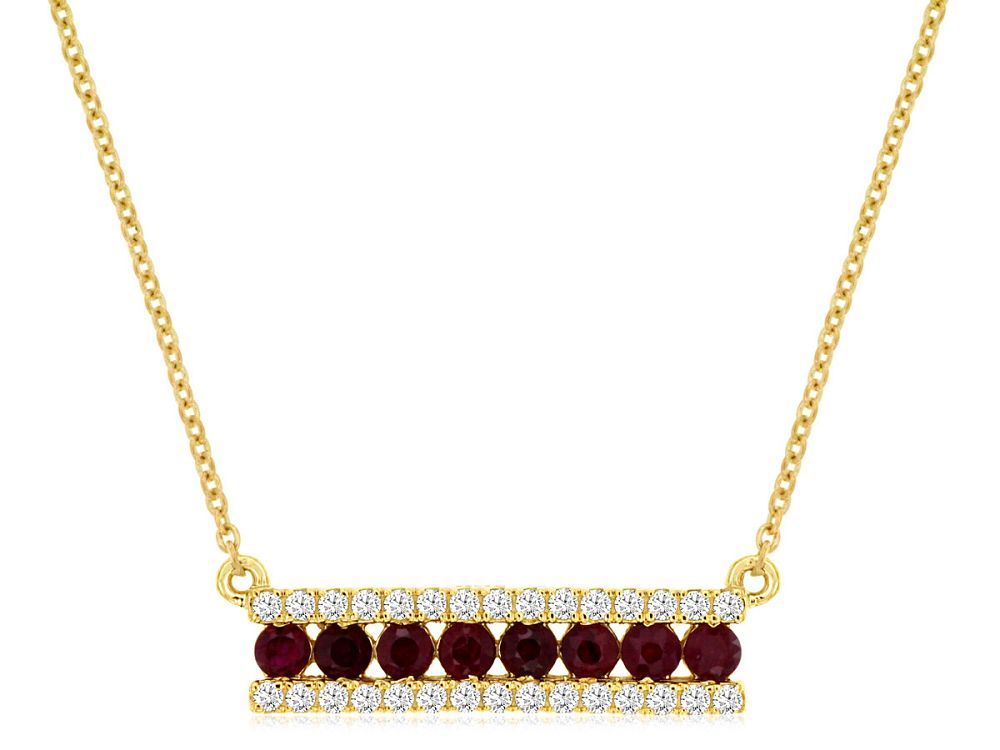 14ky Ruby Diamond Bar Necklace