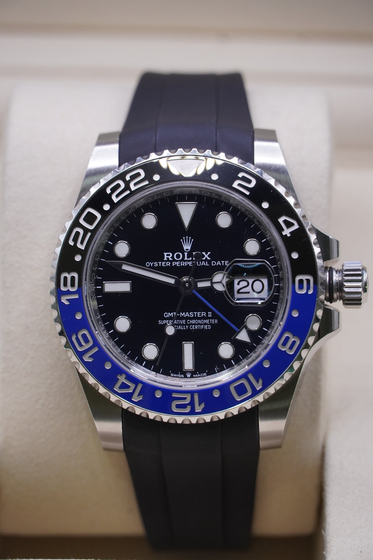 Rolex GMT-Master II Ref. 126710BLNR "Batman" (Black/Blue Cerachrom Bezel, Black Dial, Oysterflex)