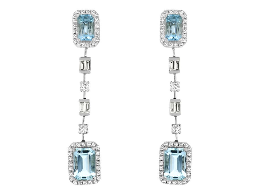 1.40CT AQUA/.32CT DIA EARRING