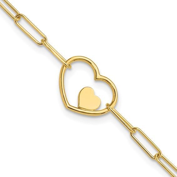 7.25in paperclip heart bracelet
