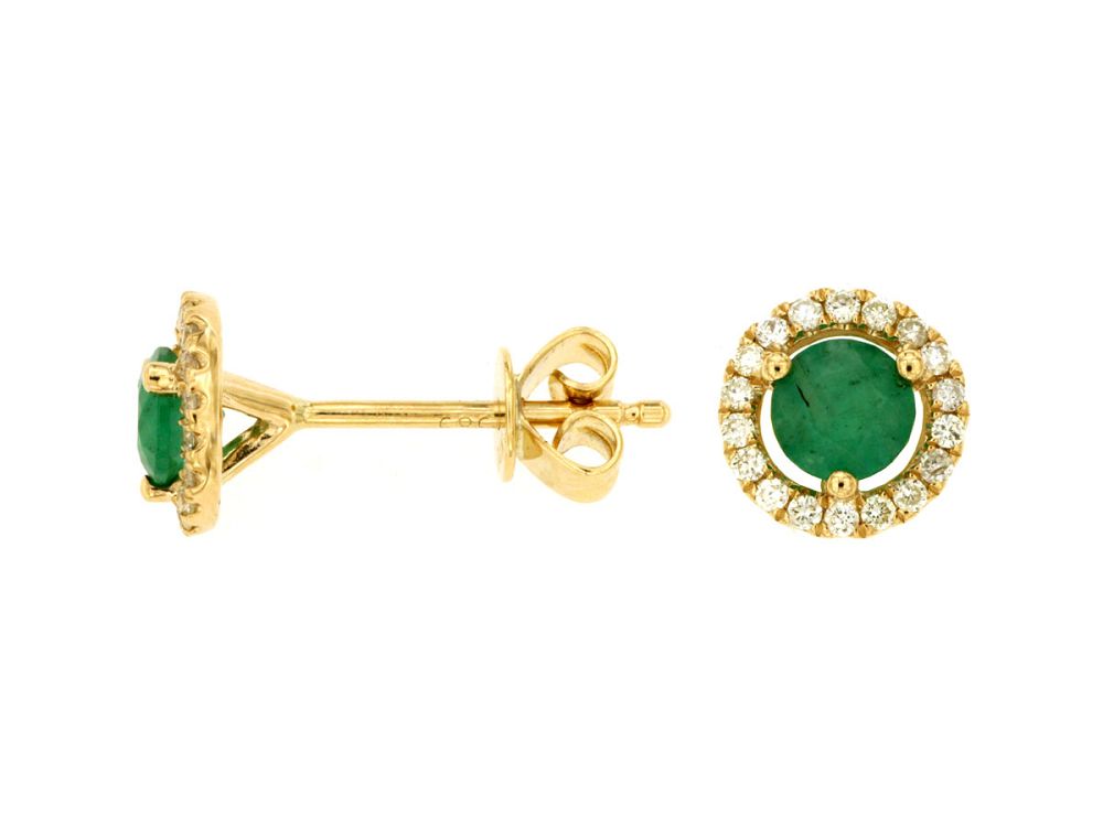 Emerald & Diamond Halo Stud