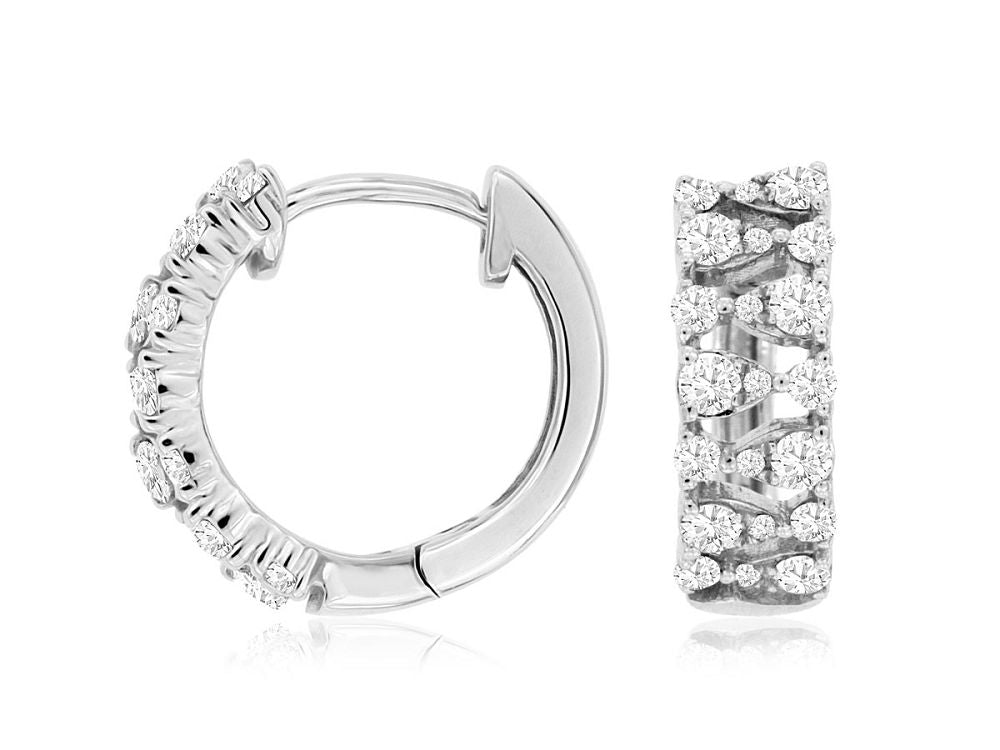 Wide Diamond Huggie Hoops