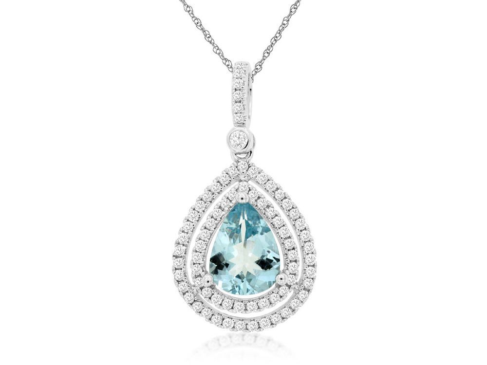 1.30CT aqua w/.40ctw Diamonds