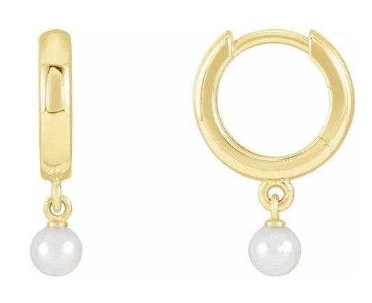 14KY Cultured Seed Pearl Huggie