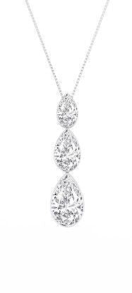 1.38ctw 3 Stone Lab Grown Pear Shape Diamond Pendant