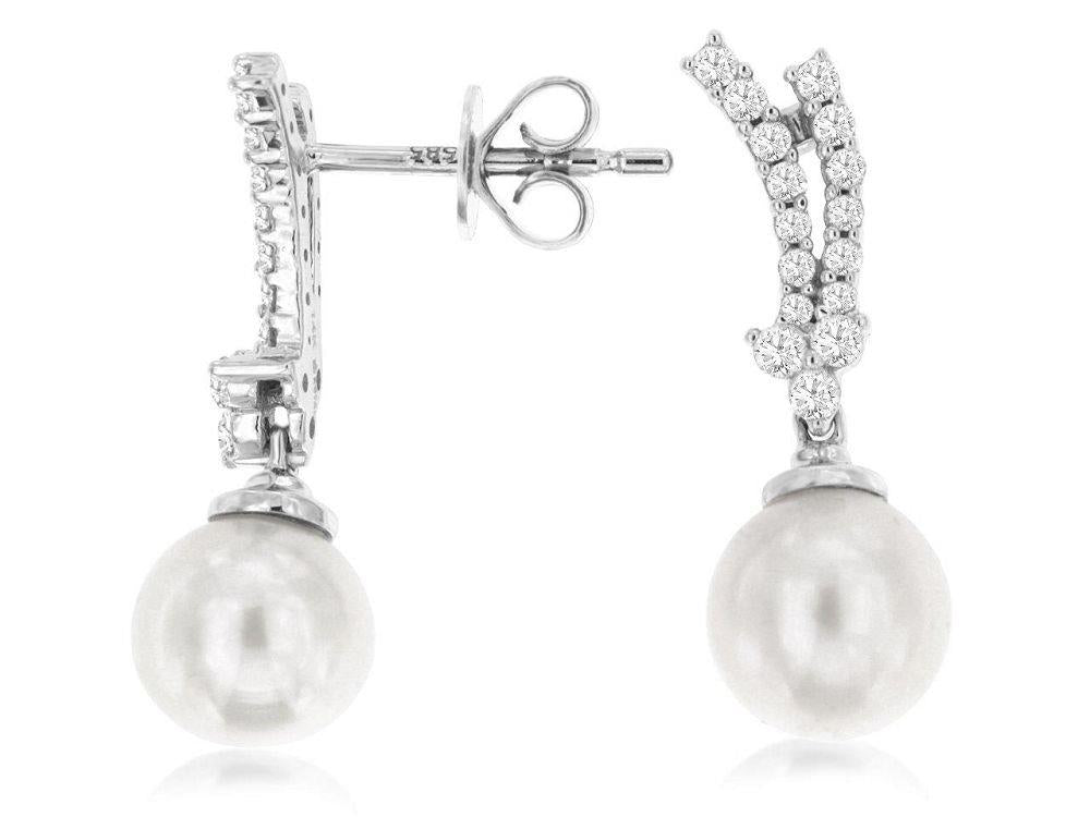 14kw Diamond Pearl Drop Earrings