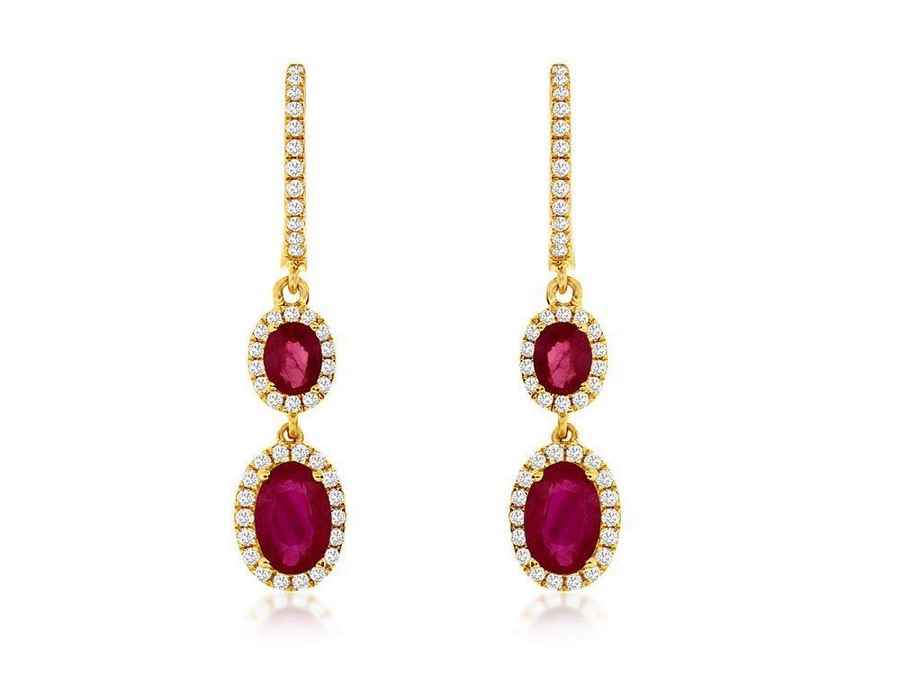 14ky Ruby Diamond Dangle