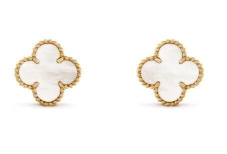 14ky Mother of Pearl Clover Earrings