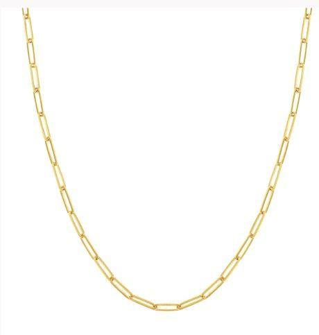 14ky 18" Solid Paperclip Chain