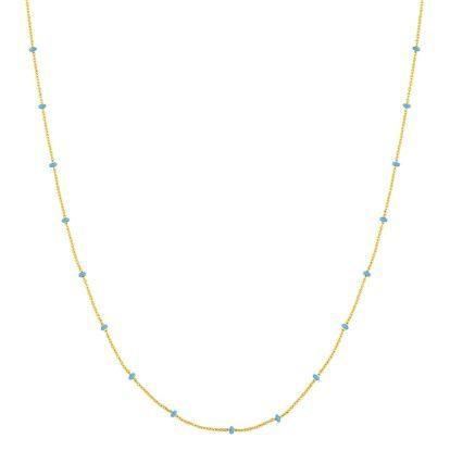 14ky Light Blue Enamel Bead Chain