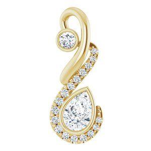 14ky Pear Shape Diamond Freeform Pendant