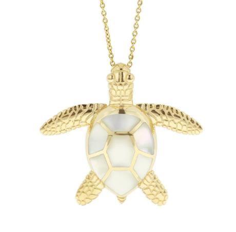 14k Mother of Pearl Turtle Pendant
