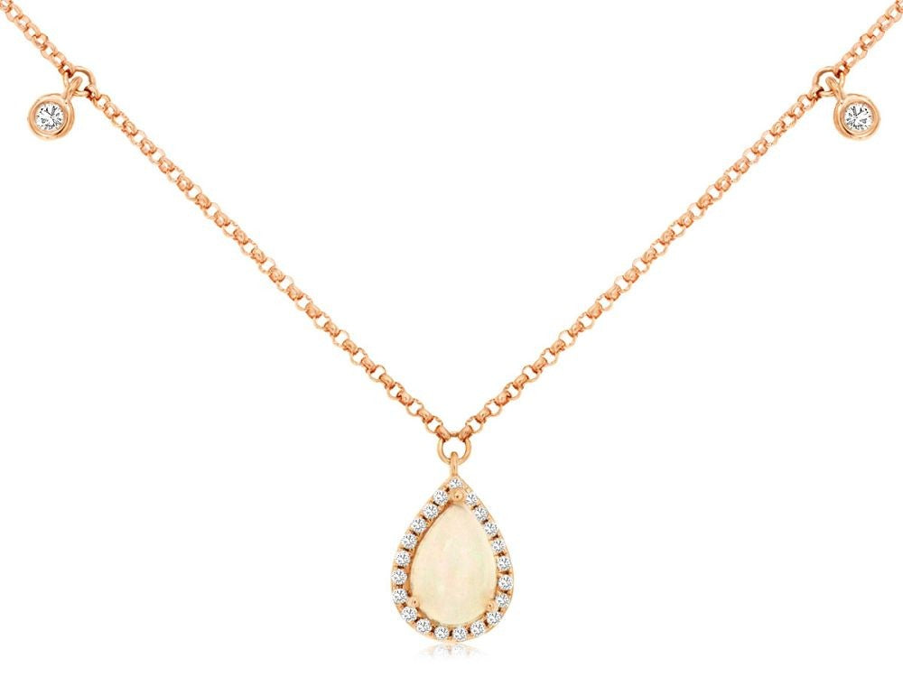 14kr Opal and Diamond Necklace