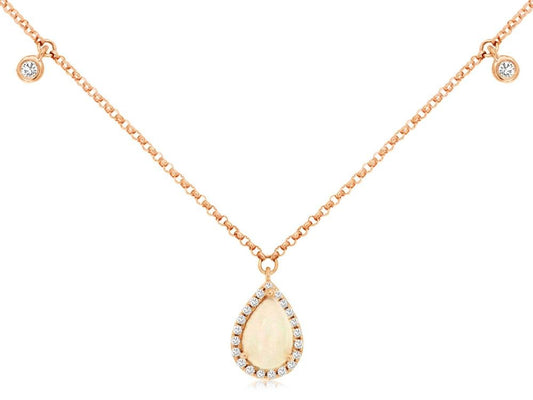 14kr Opal and Diamond Necklace