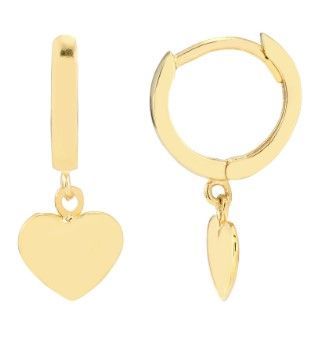 14ky Huggie Heart Dangle Earrings