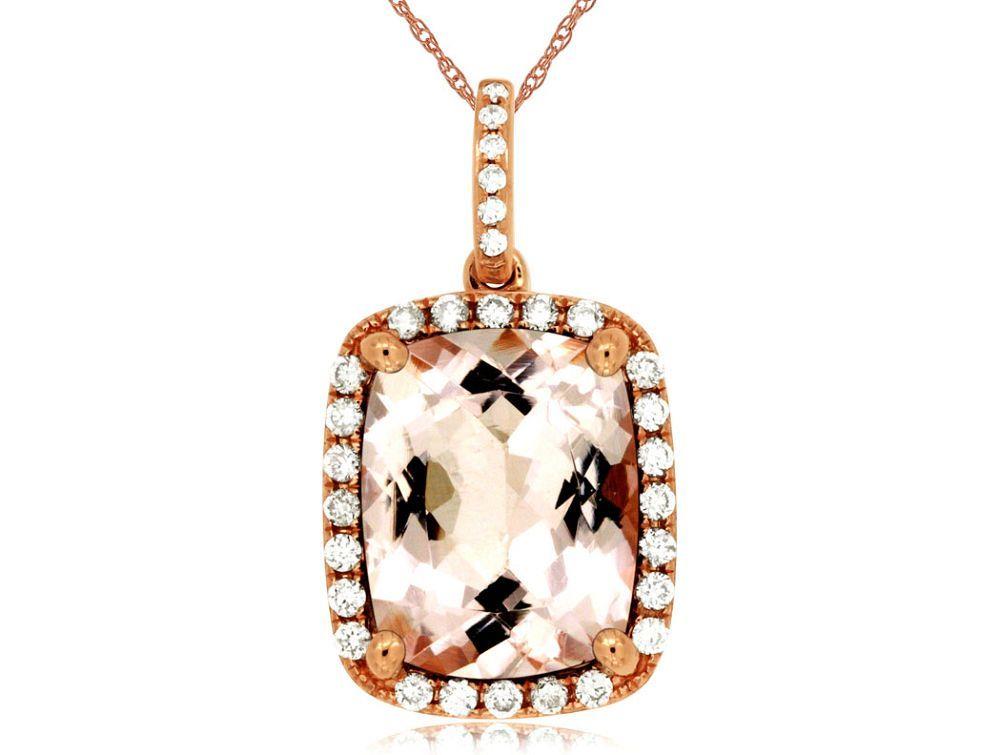 14kr Morganite Diamond Pendant