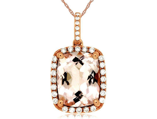 14kr Morganite Diamond Pendant
