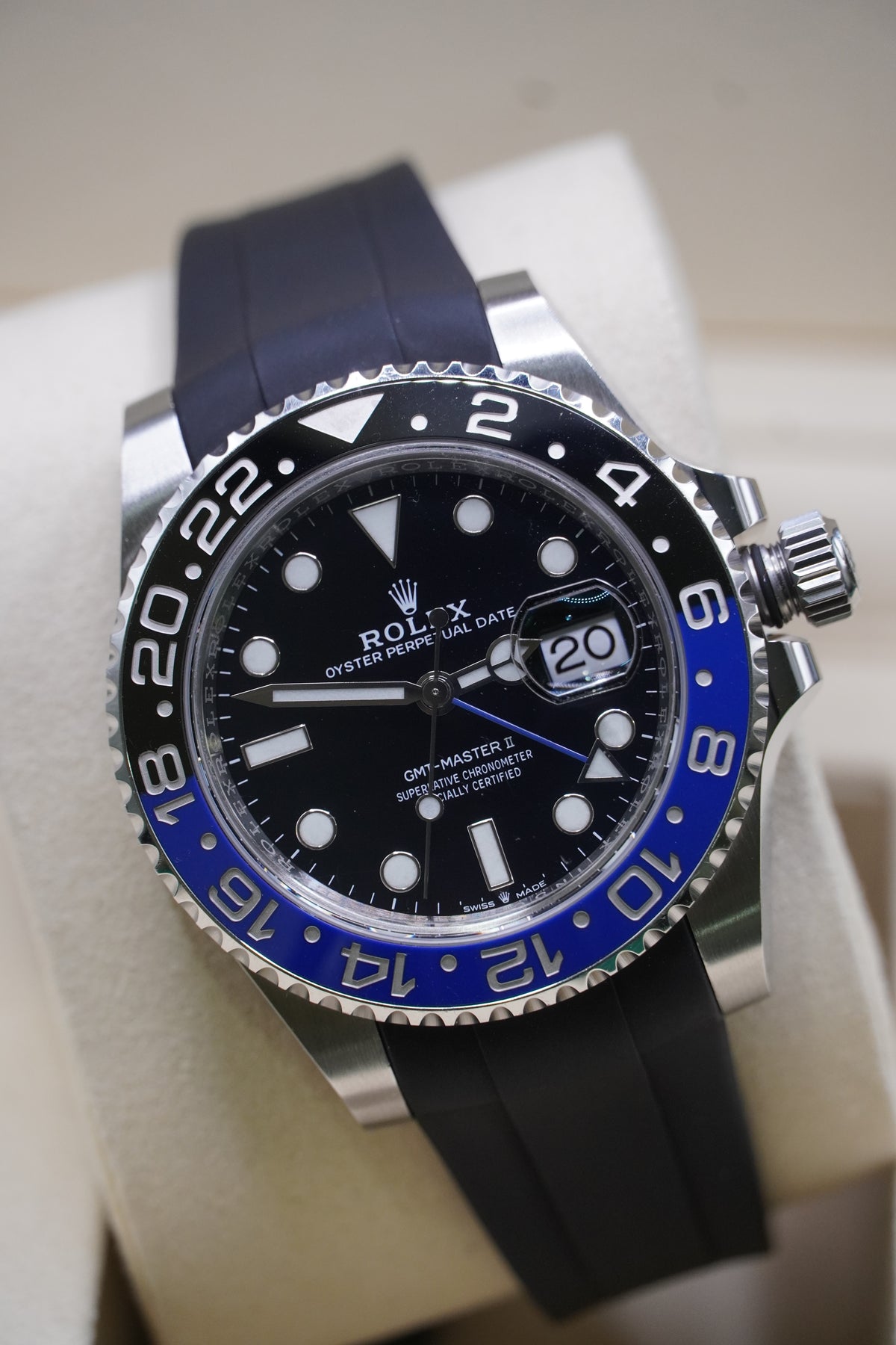 Rolex GMT-Master II Ref. 126710BLNR "Batman" (Black/Blue Cerachrom Bezel, Black Dial, Oysterflex)