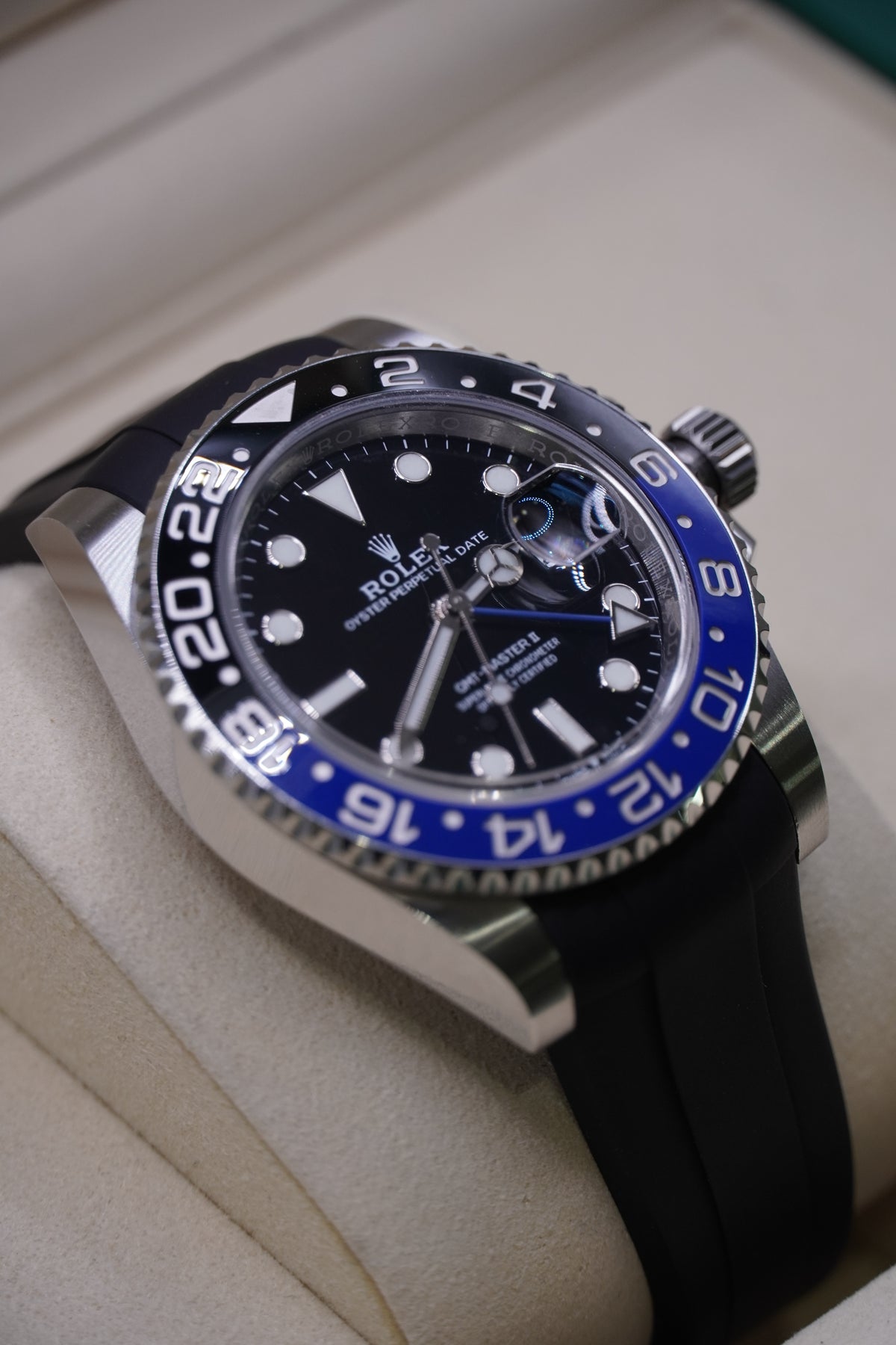 Rolex GMT-Master II Ref. 126710BLNR "Batman" (Black/Blue Cerachrom Bezel, Black Dial, Oysterflex)