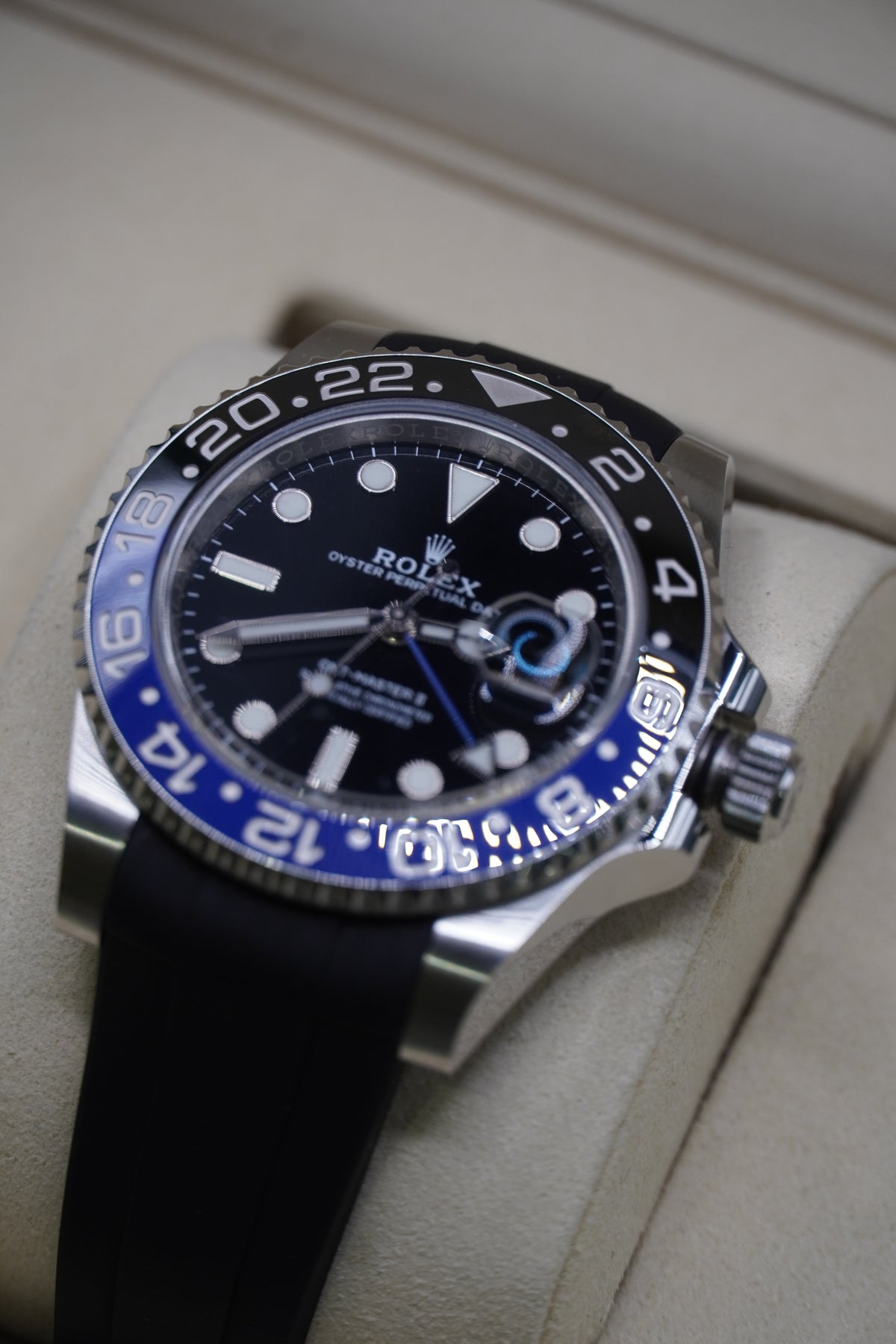 Rolex GMT-Master II Ref. 126710BLNR "Batman" (Black/Blue Cerachrom Bezel, Black Dial, Oysterflex)