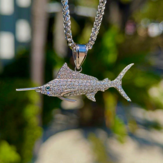Pave diamond Marlin Pendant