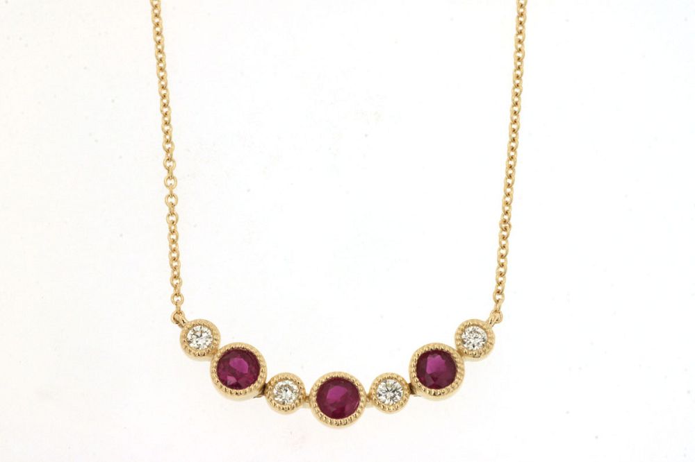 Ruby & Diamond Curved Necklace