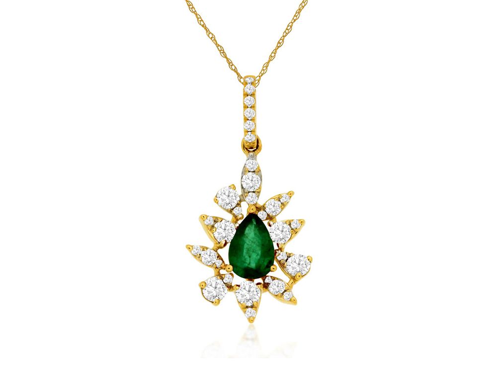 Pear Emerald & Diamond Pendant