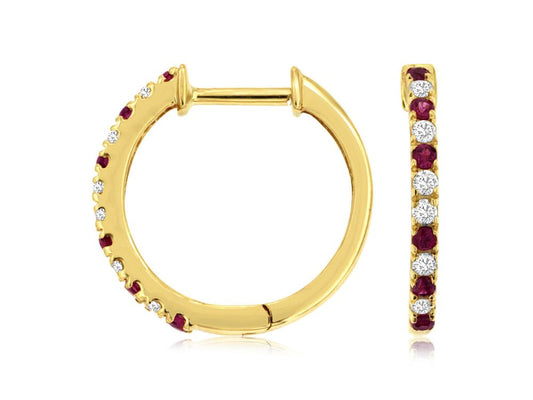 Ruby & Diamond Hoop Earring