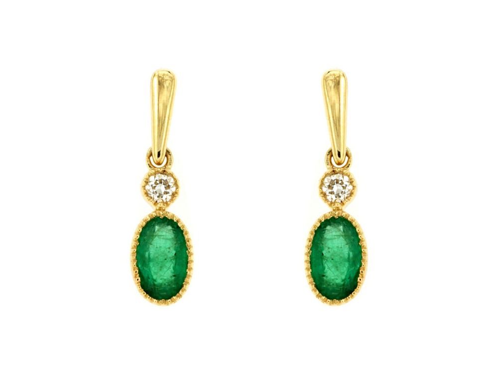 Oval Emerald & Diamond Earring