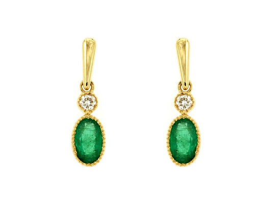 Oval Emerald & Diamond Earring