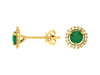 Emerald & Diamond Halo Stud