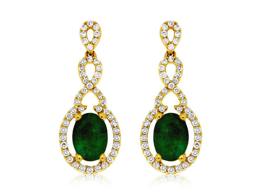 Emerald & Diamond Drop Earring