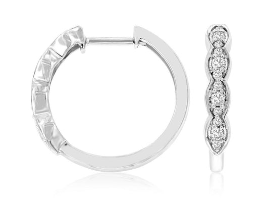 Scalloped Diamond Hoops