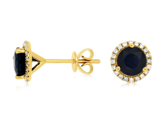 Sapphire & Diamond Halo Stud