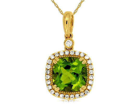 2.10ct Peridot .18ctw Diamonds