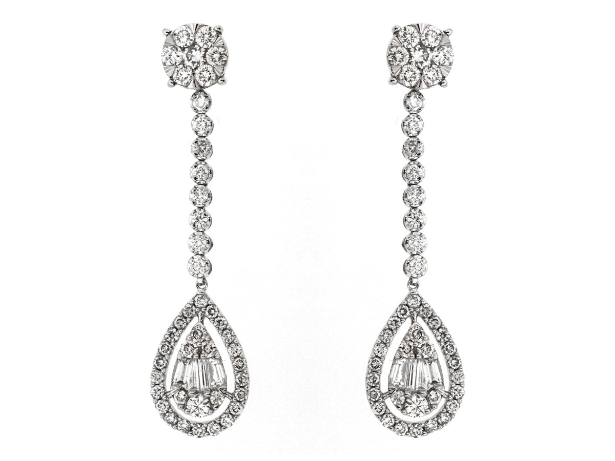 Diamond Cluster Drop Earring